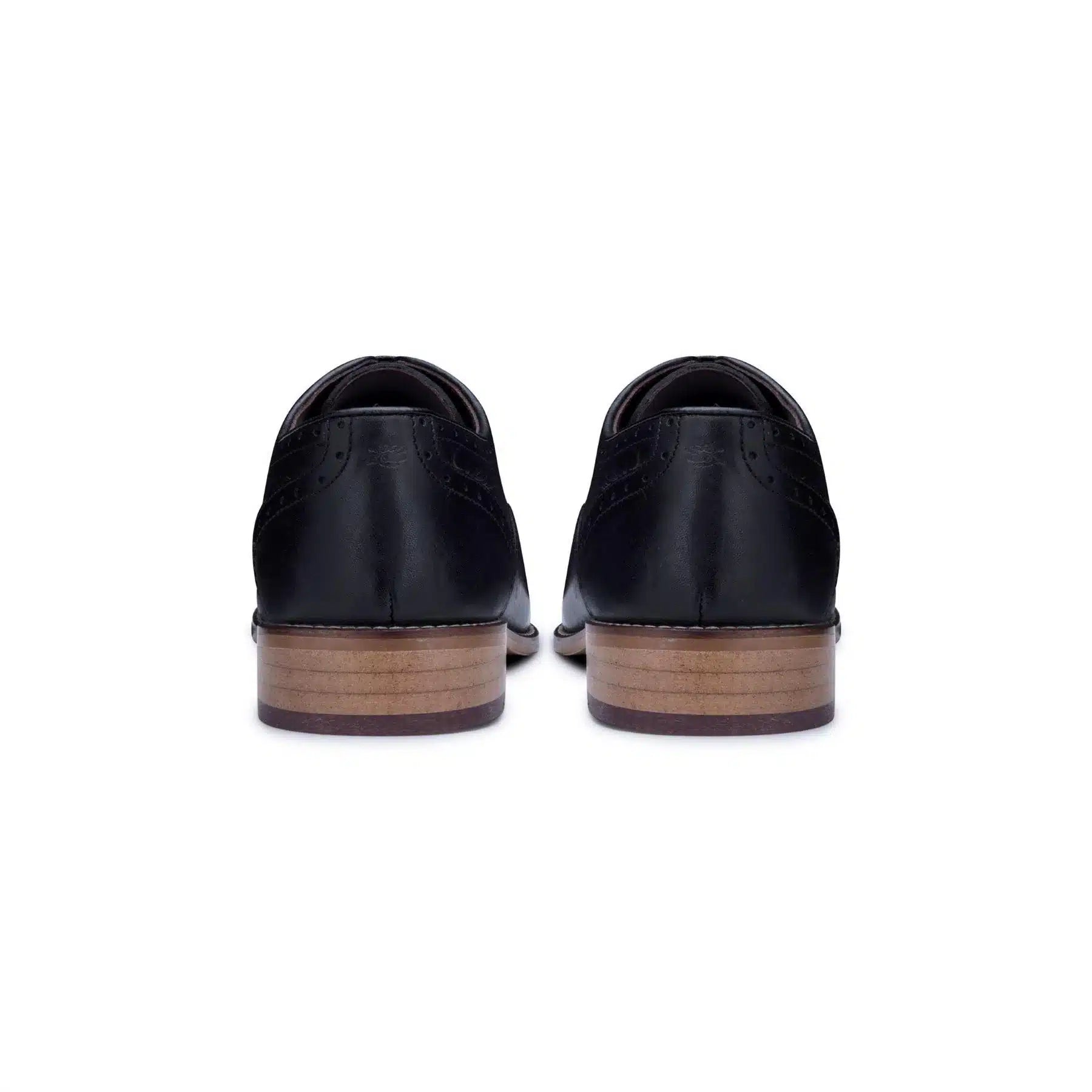 Sapatos Brogue Clássicos Masculinos em Couro Legítimo Preto com Cadarço, Elegantes e Formais, Estilo Vintage.