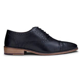 Sapatos Brogue Clássicos Masculinos em Couro Legítimo Preto com Cadarço, Elegantes e Formais, Estilo Vintage.