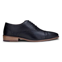 Sapatos Brogue Clássicos Masculinos em Couro Legítimo Preto com Cadarço, Elegantes e Formais, Estilo Vintage.
