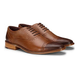Sapatos Brogue Clássicos Masculinos em Couro Legítimo Preto com Cadarço, Elegantes e Formais, Estilo Vintage.