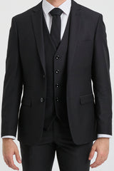 Paul Andrew Parker - Terno masculino preto de 3 peças, corte sob medida, estilo clássico, para porteiro, luto e funeral.