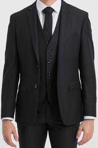 Paul Andrew Parker - Terno masculino preto de 3 peças, corte sob medida, estilo clássico, para porteiro, luto e funeral.