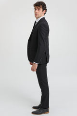Paul Andrew Parker - Terno masculino preto de 3 peças, corte sob medida, estilo clássico, para porteiro, luto e funeral.