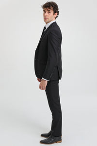 Paul Andrew Parker - Terno masculino preto de 3 peças, corte sob medida, estilo clássico, para porteiro, luto e funeral.
