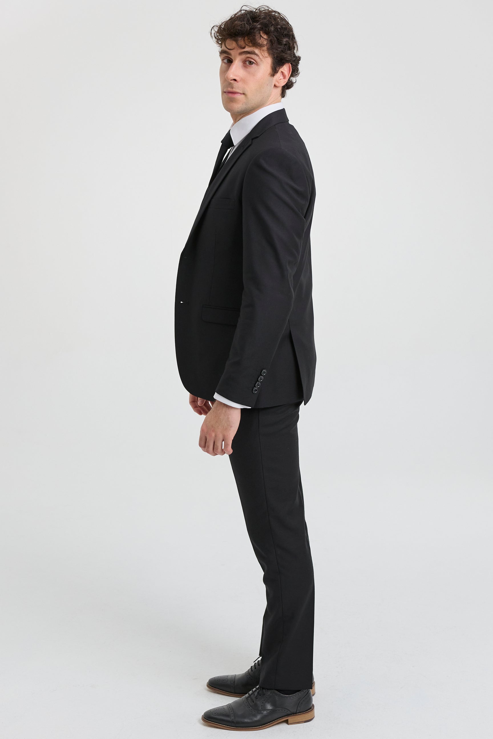 Paul Andrew Parker - Terno masculino preto de 3 peças, corte sob medida, estilo clássico, para porteiro, luto e funeral.