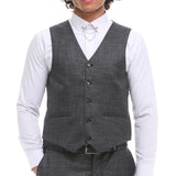 Terno masculino de 3 peças, xadrez cinza e marrom, corte sob medida, para casamento, formatura e corridas.