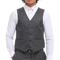 Terno masculino de 3 peças, xadrez cinza e marrom, corte sob medida, para casamento, formatura e corridas.