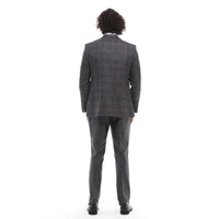 Terno masculino de 3 peças, xadrez cinza e marrom, corte sob medida, para casamento, formatura e corridas.