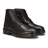 Botas masculinas de couro legítimo com plataforma e cadarço, estilo militar punk rock, pretas e bege.