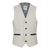 Terno infantil masculino de 3 peças em tweed creme com estampa xadrez, corte sob medida, elegante e formal. Ideal para casamentos e festas.