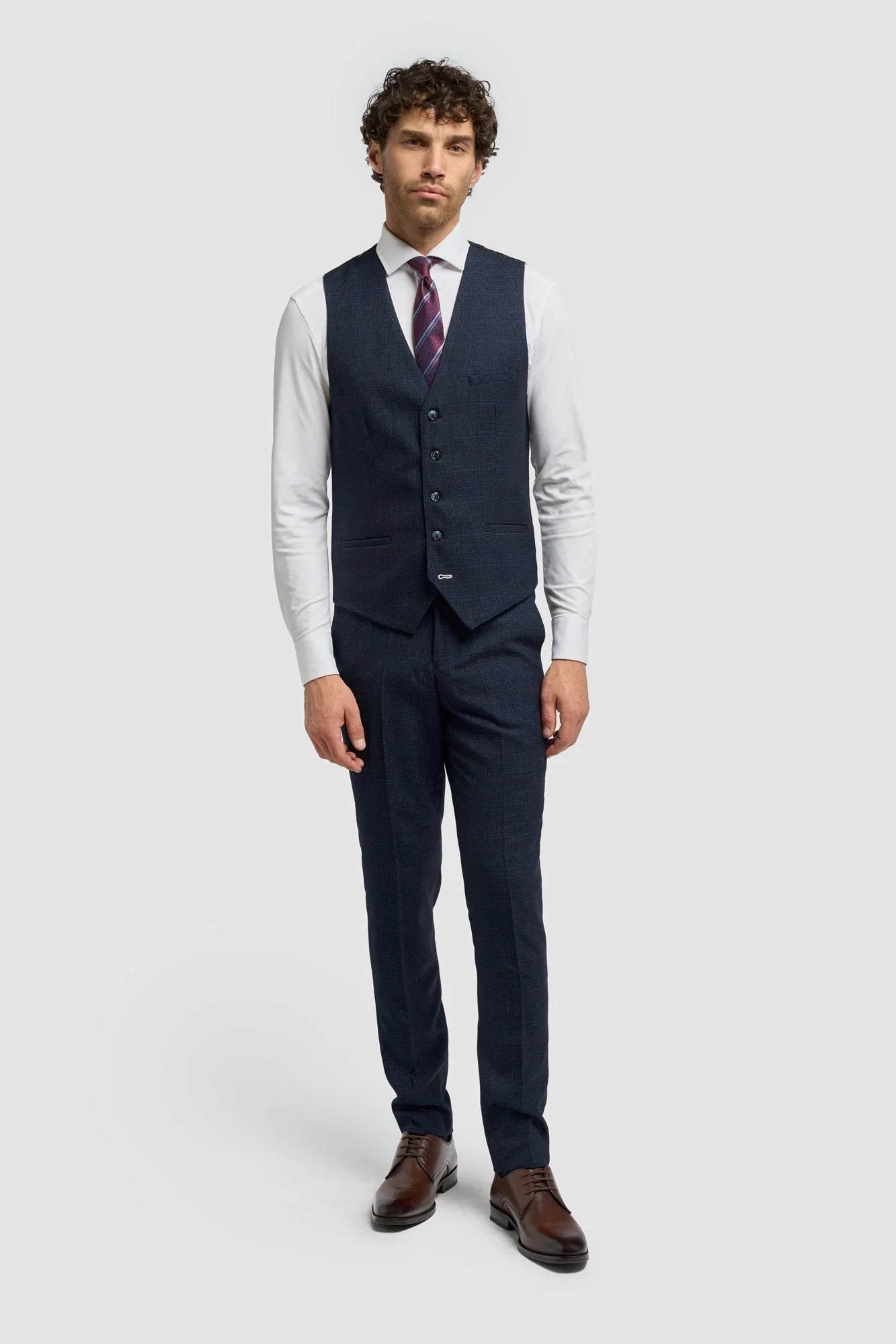 Colete masculino Caridi em tweed azul marinho