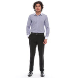 Camisa social masculina listrada com botões e gola clássica - Azul