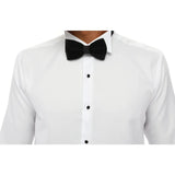 Camisa masculina de smoking com colarinho wingtip, branca, punho duplo, estilo clássico para jantar.