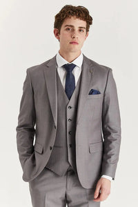 Edward - Terno Clássico Masculino Cinza de 3 Peças com Lapela Costurada