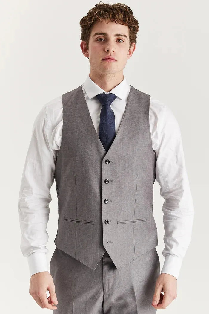 Edward - Terno Clássico Masculino Cinza de 3 Peças com Lapela Costurada