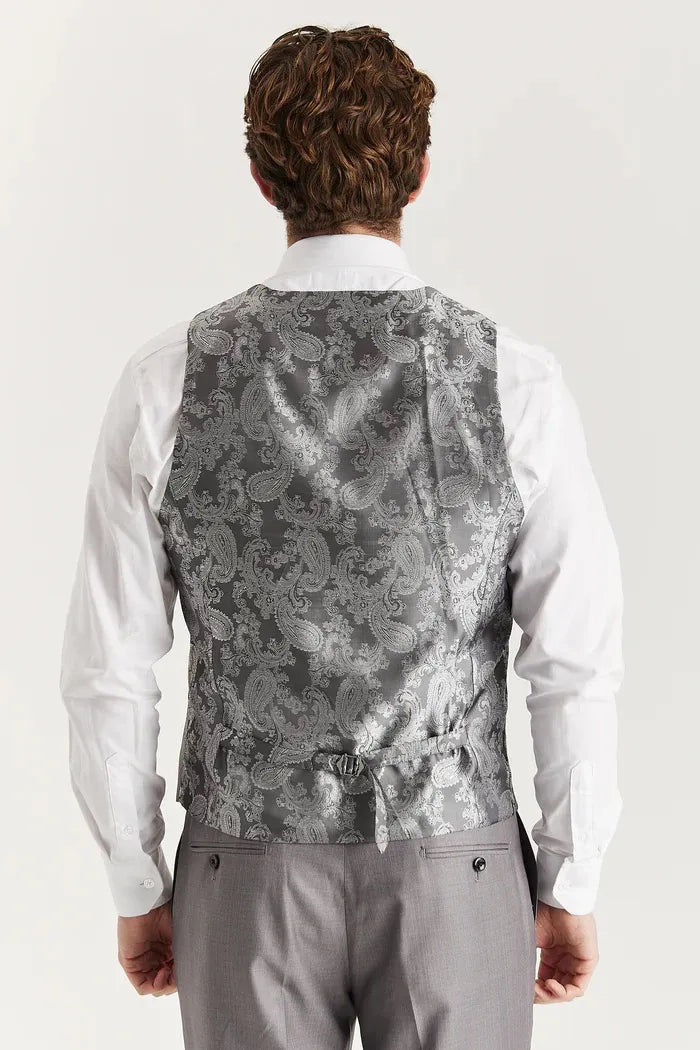 Edward - Terno Clássico Masculino Cinza de 3 Peças com Lapela Costurada