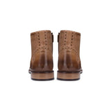 Botas masculinas vintage em couro legítimo, estilo brogue, anos 1920, em camurça e tweed, com cadarço, elegantes e formais.