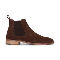 Botas Chelsea de cano curto masculinas em camurça marrom