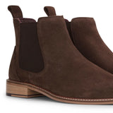 Botas Chelsea de cano curto masculinas em camurça marrom
