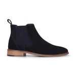 Botas Chelsea de cano curto masculinas em camurça azul-marinho