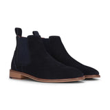 Botas Chelsea de cano curto masculinas em camurça azul-marinho