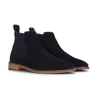 Botas Chelsea de cano curto masculinas em camurça azul-marinho