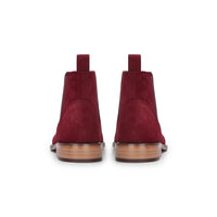 Botas Chelsea de cano curto masculinas em camurça bordô