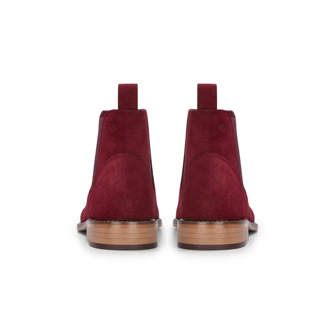 Botas Chelsea de cano curto masculinas em camurça bordô