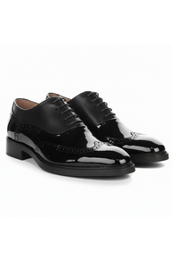 Harry - Sapatos Brogue Masculinos em Verniz Preto