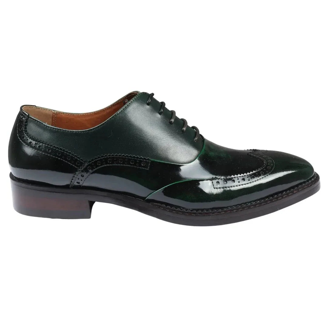 Harry - Sapatos Brogue Masculinos em Verniz Verde