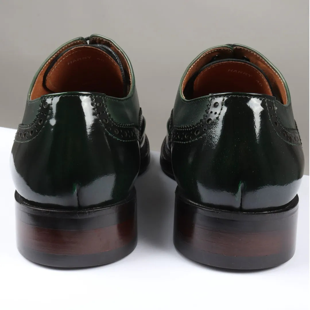 Harry - Sapatos Brogue Masculinos em Verniz Verde