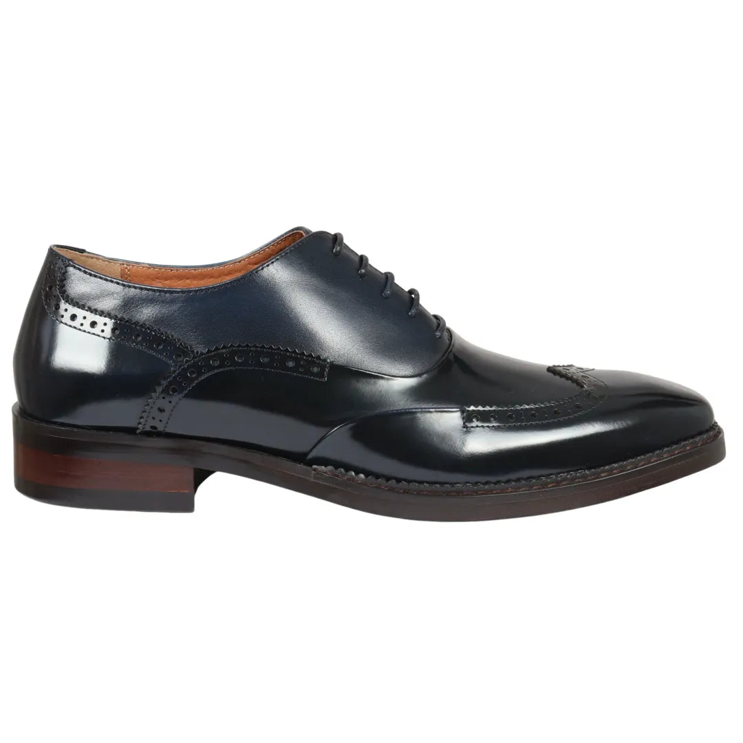 Harry - Sapatos Brogue Masculinos em Verniz Azul Marinho
