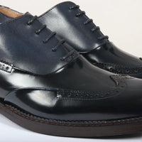 Harry - Sapatos Brogue Masculinos em Verniz Azul Marinho