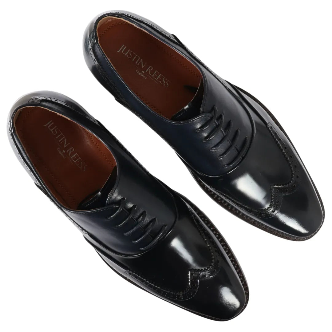 Harry - Sapatos Brogue Masculinos em Verniz Azul Marinho