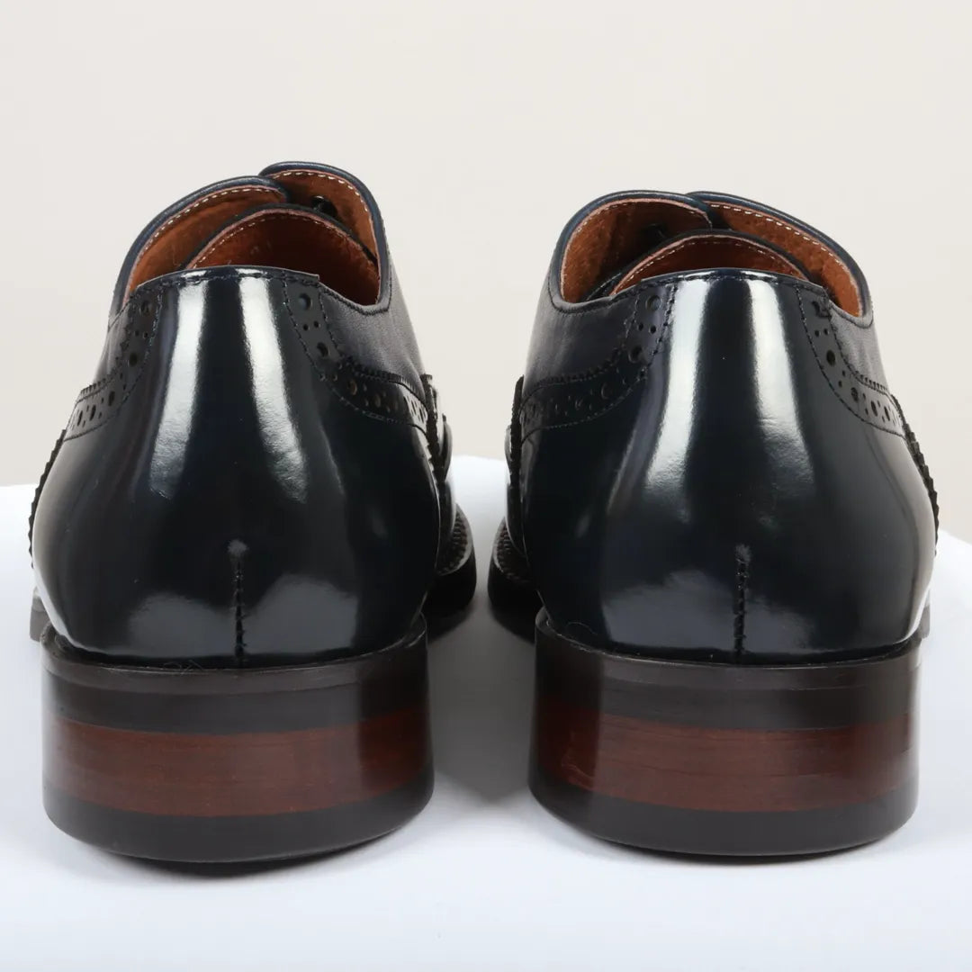 Harry - Sapatos Brogue Masculinos em Verniz Azul Marinho