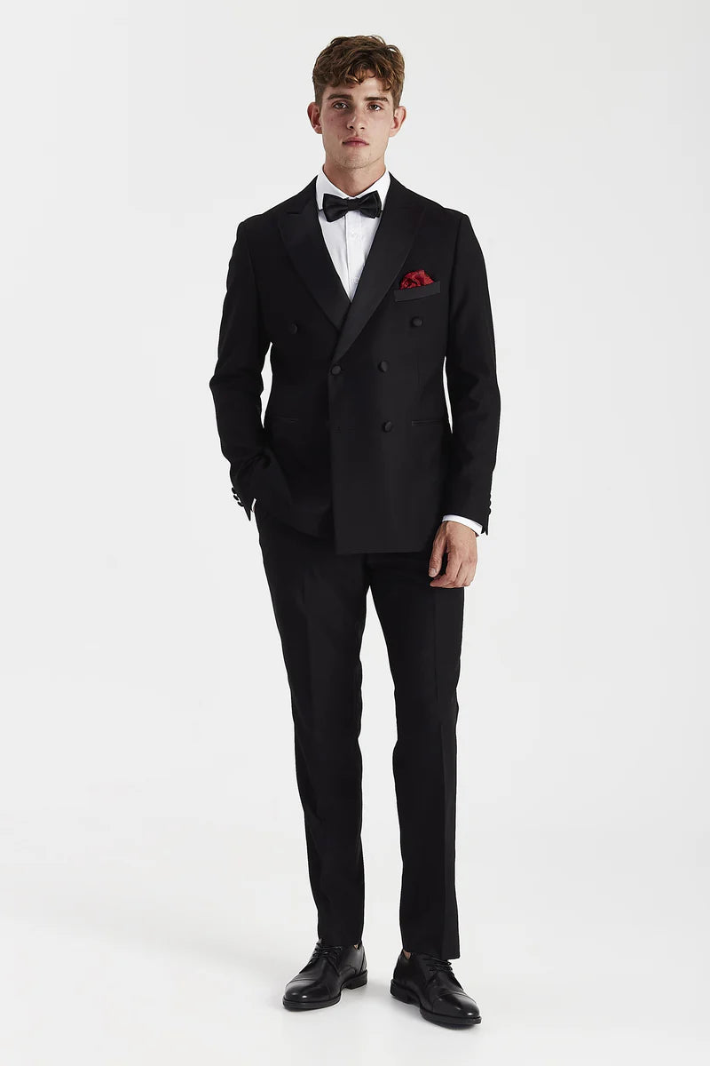 Harry - Terno Smoking Preto Masculino de Duas Peças com Abotoamento Duplo