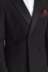Harry - Terno Smoking Preto Masculino de Duas Peças com Abotoamento Duplo