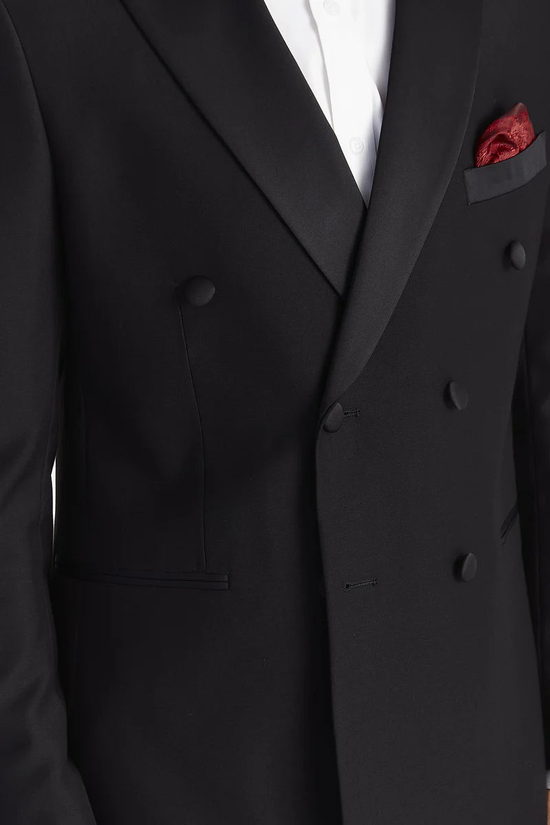 Harry - Terno Smoking Preto Masculino de Duas Peças com Abotoamento Duplo