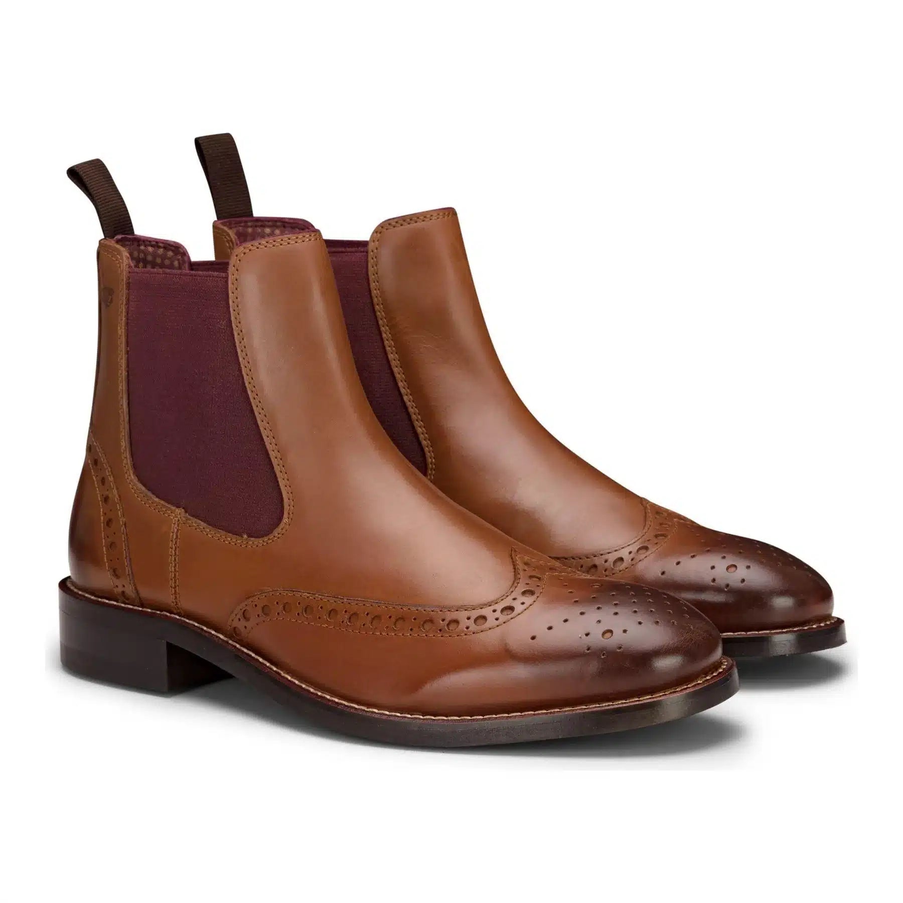 Botas Brogue masculinas de couro legítimo, estilo clássico, marrom e bege, para ocasiões formais e elegantes, estilo Londres.