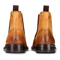 Botas Brogue masculinas de couro legítimo, estilo clássico, marrom e bege, para ocasiões formais e elegantes, estilo Londres.