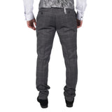 Calças Hobbs masculinas cinza xadrez, estilo vintage retrô, elegantes para casamento.