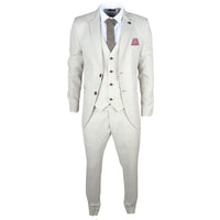 IM05 - Terno Clássico de Casamento Masculino de 3 Peças na Cor Creme