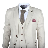 IM05 - Terno Clássico de Casamento Masculino de 3 Peças na Cor Creme