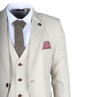 IM05 - Terno Clássico de Casamento Masculino de 3 Peças na Cor Creme