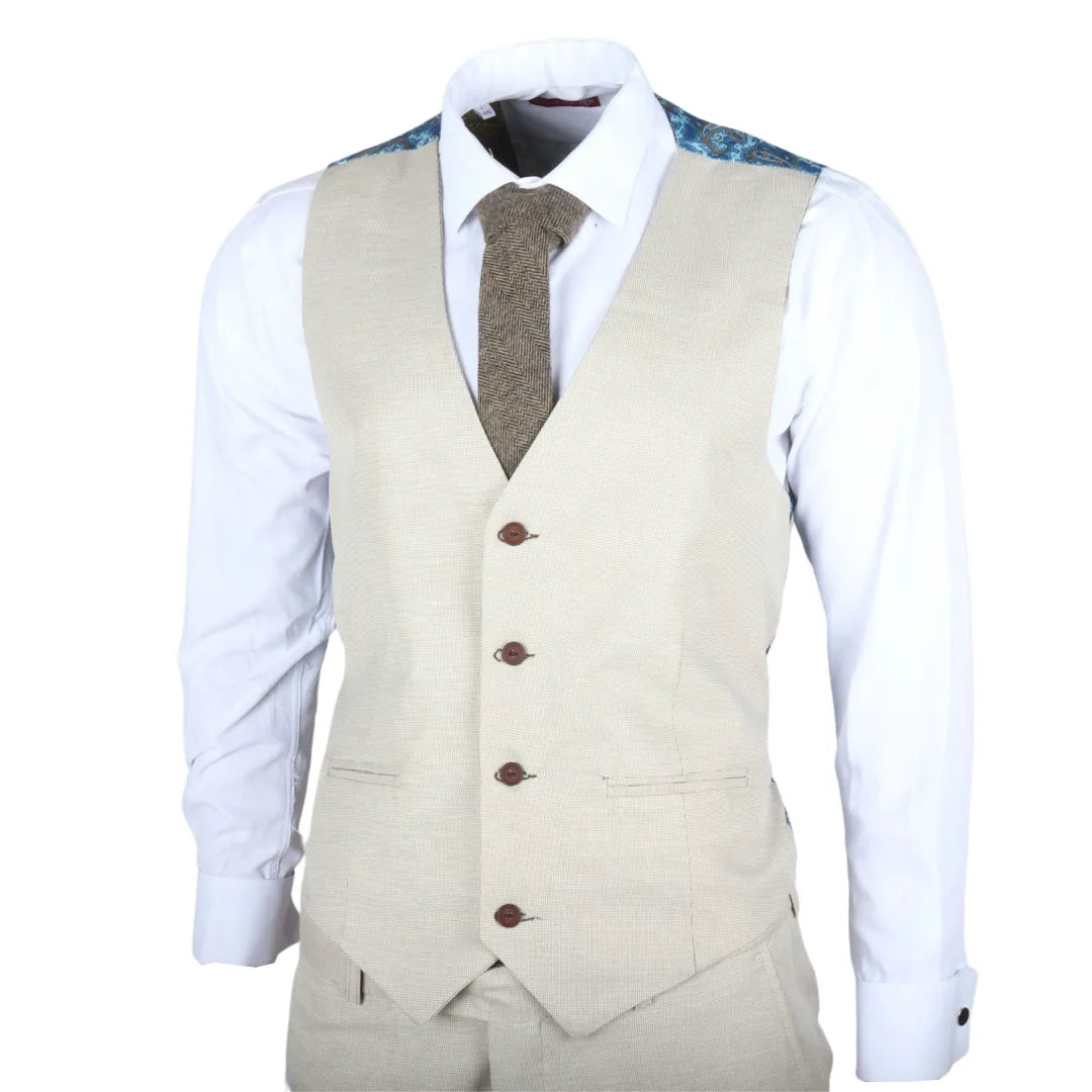 IM05 - Terno Clássico de Casamento Masculino de 3 Peças na Cor Creme