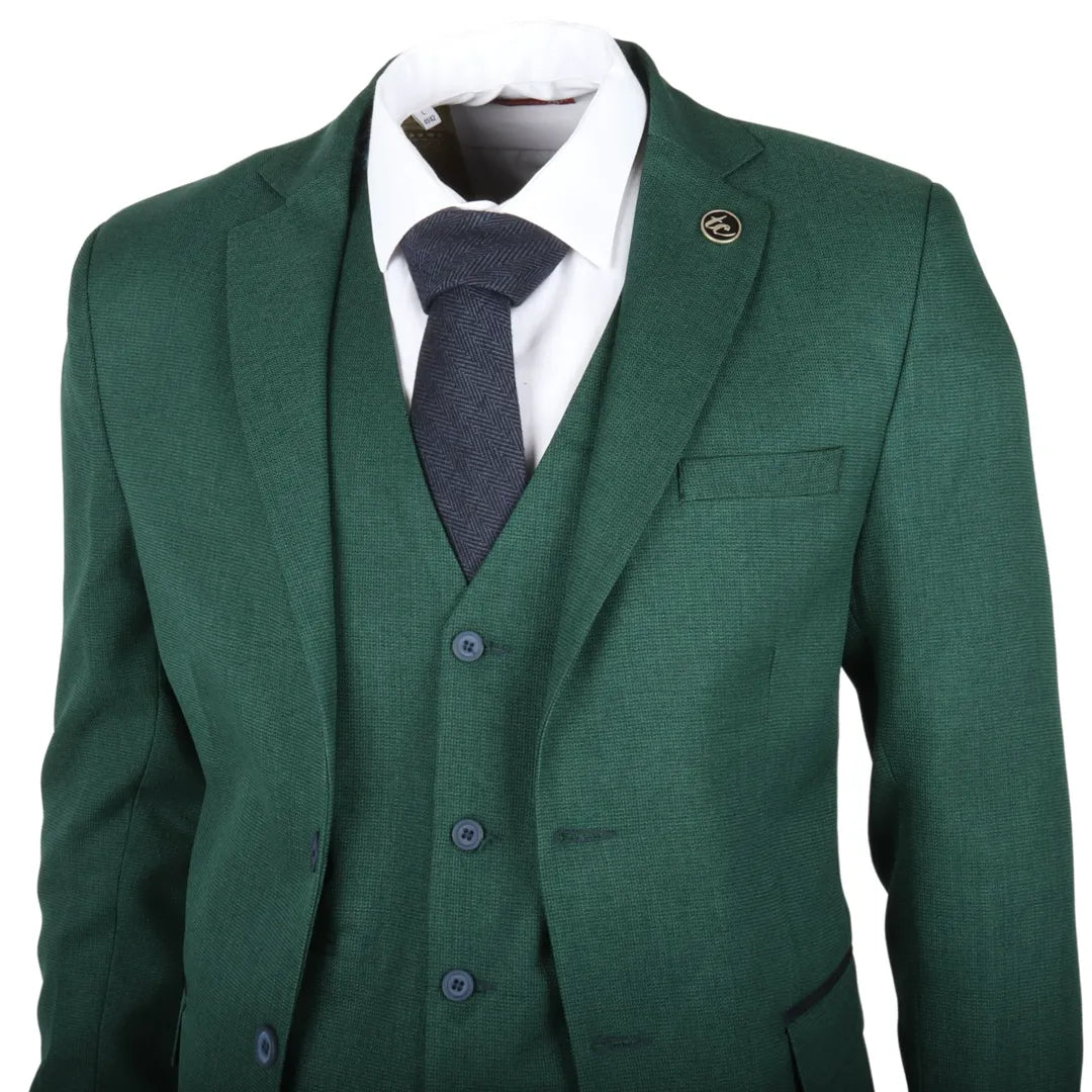 IM08 - Terno Clássico Verde Masculino de 3 Peças