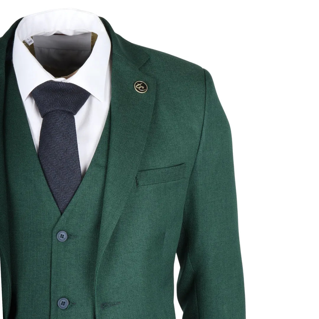 IM08 - Terno Clássico Verde Masculino de 3 Peças