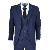 IM10 - Terno Masculino de 3 Peças Xadrez Azul Marinho