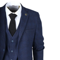 IM10 - Terno Masculino de 3 Peças Xadrez Azul Marinho