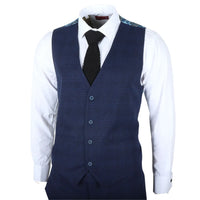IM10 - Terno Masculino de 3 Peças Xadrez Azul Marinho